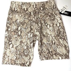 Ideology Snakeskin Print Bike Shorts in Organic Sand Size Small